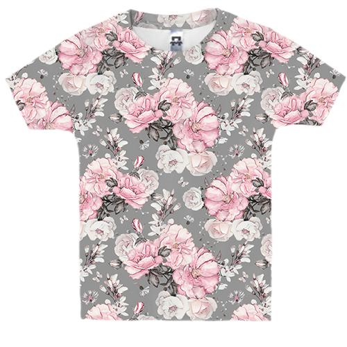 Детская 3D футболка «Розовые розы»