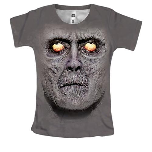 Женская 3D футболка с головой зомби