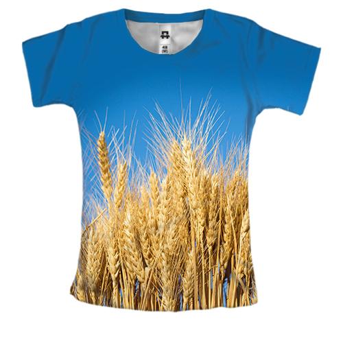 Женская 3D футболка с колосками пшеницы