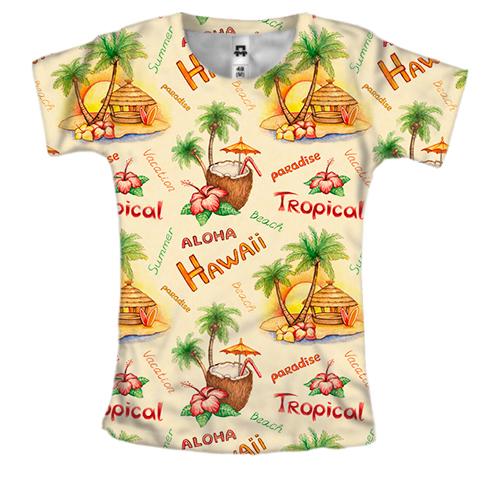 Женская 3D футболка Гавайи - тропический рай