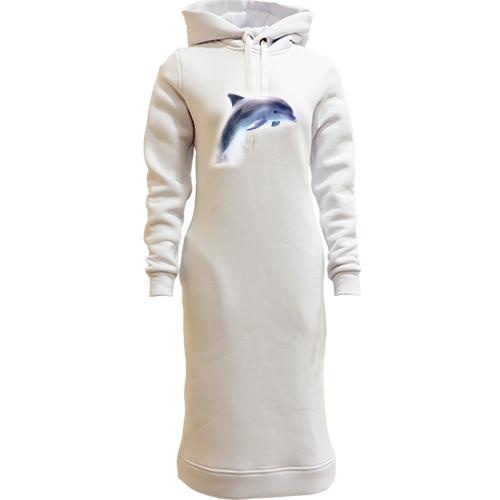 Женская толстовка-платье с выпрыгивающим дельфином