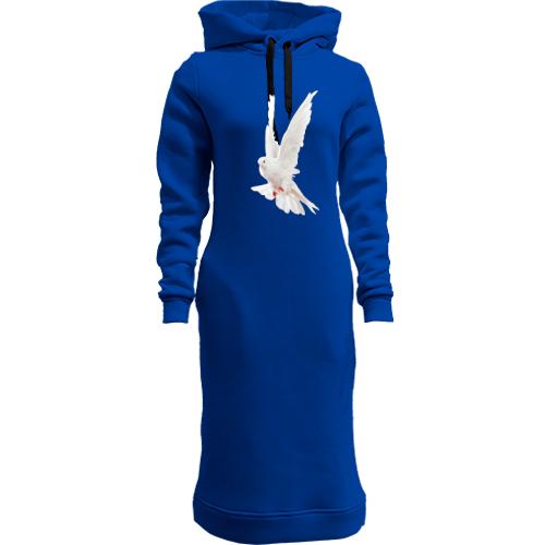 Женская толстовка-платье с белым голубем