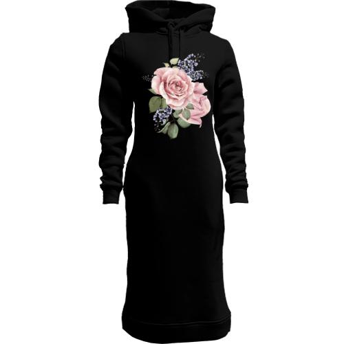 Жіночі толстовки-плаття з квітками троянди та бузку