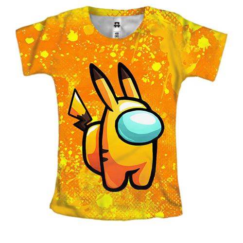 Женская 3D футболка AMONG US - Pikachu