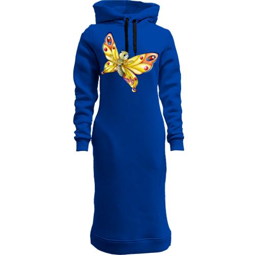 Женская толстовка-платье с яркой бабочкой 2