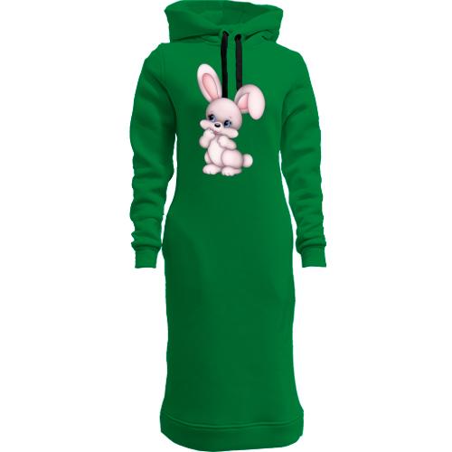 Женская толстовка-платье с радостным зайцем