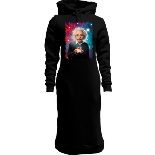 Женская толстовка-платье Альберт Эйнштейн с молекулой