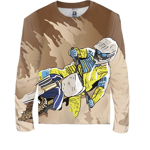 Детский 3D лонгслив с песчаным мотоциклистом