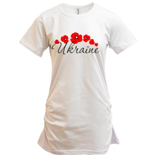 Подовжена футболка Ukraine з маками