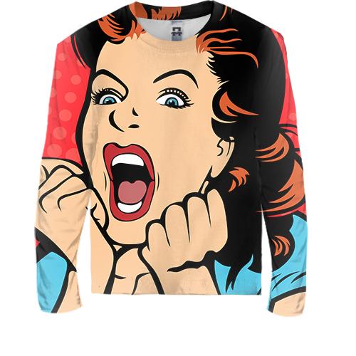 Детский 3D лонгслив Screaming Pop Art