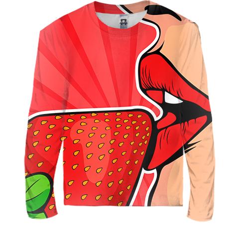 Детский 3D лонгслив Strawberries on Lips Pop Art