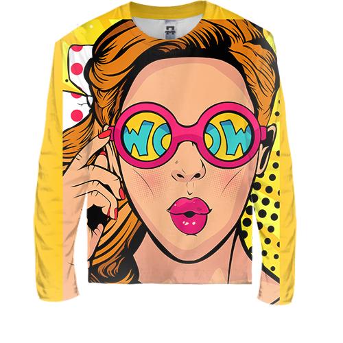 Дитячий 3D лонгслів Girl Wow Pop Art