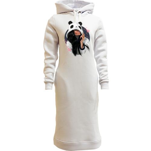 Женская толстовка-платье Девушка панда