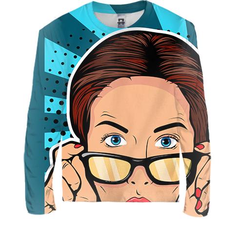 Дитячий 3D лонгслів Pop Art Girl OMG