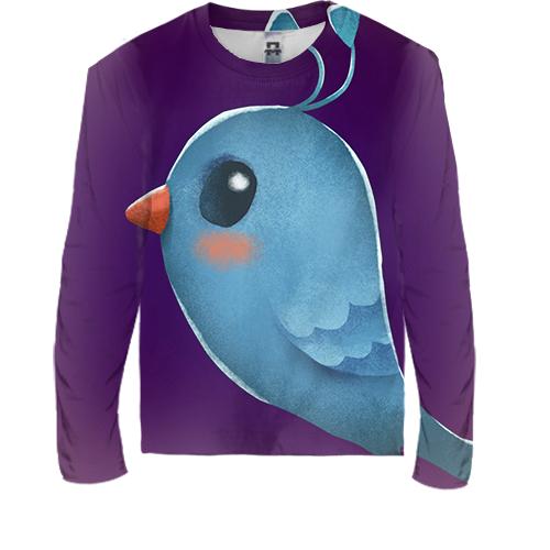 Детский 3D лонгслив Light-blue bird