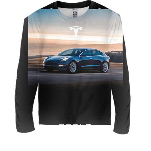 Дитячий 3D лонгслів Dark blue Tesla