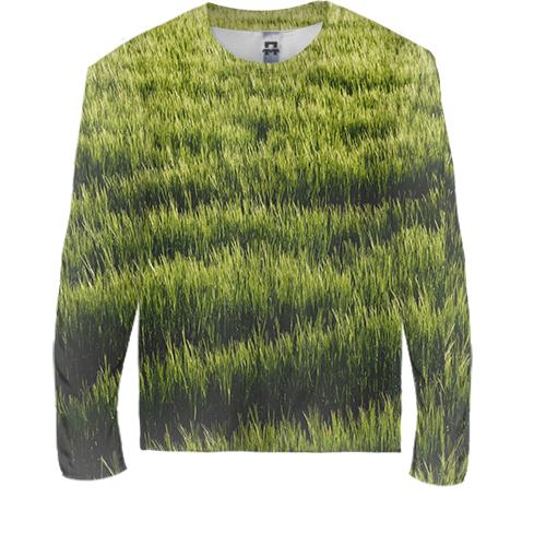 Детский 3D лонгслив Green grass pattern