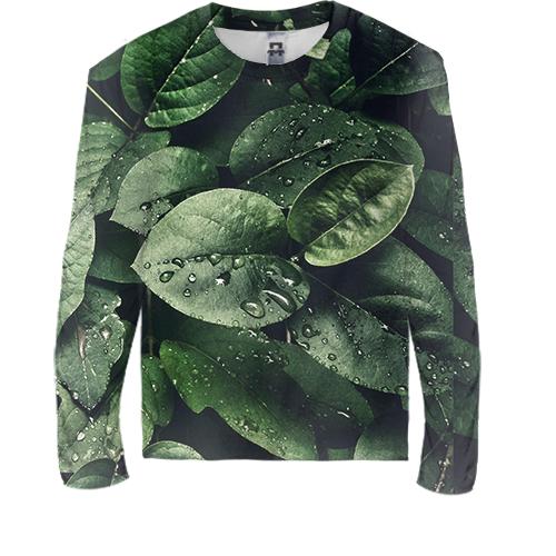 Дитячий 3D лонгслів Green leaves pattern 2