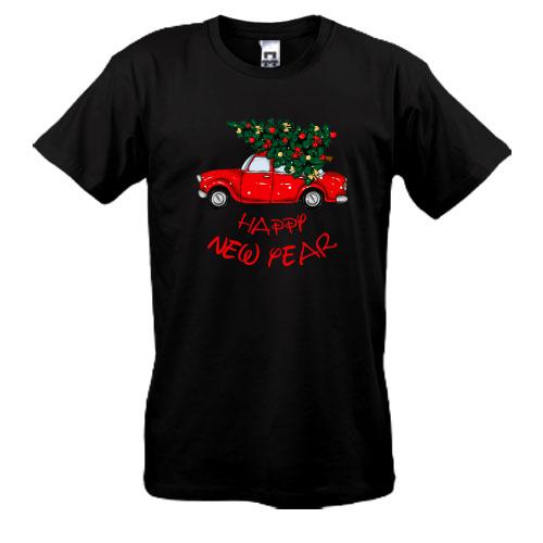 Футболка Happy Ney Year red car