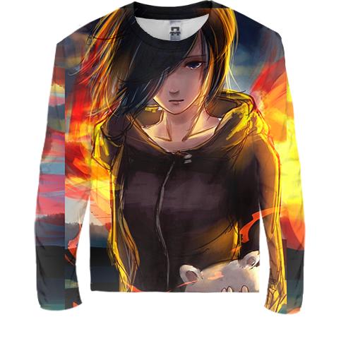 Дитячий 3D лонгслів Anime girl sunset