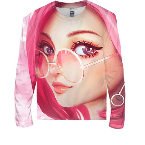 Детский 3D лонгслив Pink anime girl