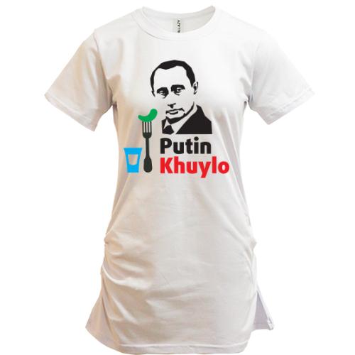 Подовжена футболка Putin - kh*lo (з чаркою горілки)