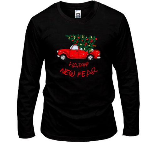 Лонгслив Happy Ney Year red car