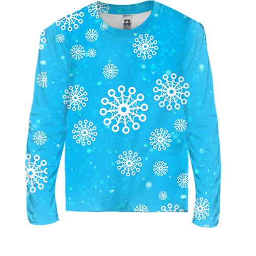 Детский 3D лонгслив Snowflakes pattern