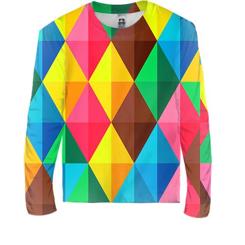 Дитячий 3D лонгслів Multicolored rhombuses