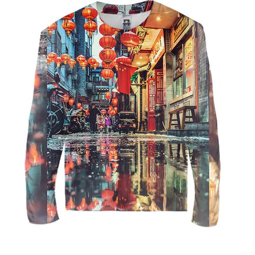Дитячий 3D лонгслів Китайське місто, ліхтарі