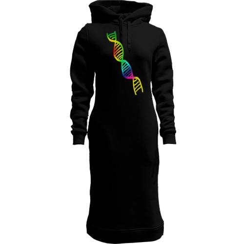 Женская толстовка-платье с радужной цепочкой ДНК