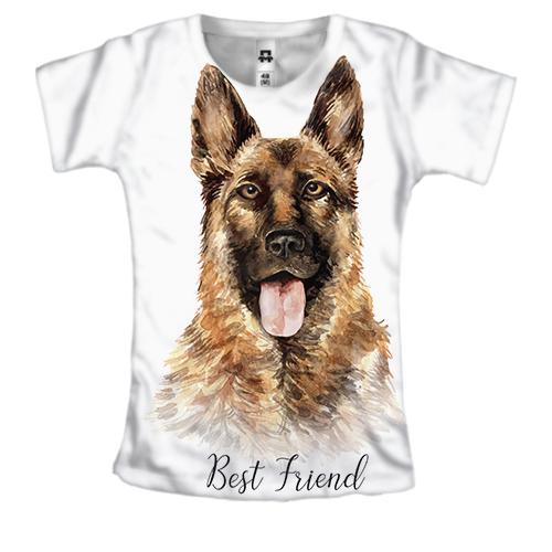 Женская 3D футболка с немецкой овчаркой Best Friend