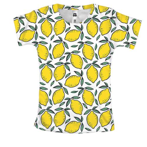 Женская 3D футболка с лимонами (3)