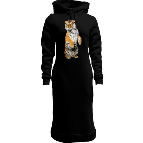 Женская толстовка-платье с тигром на двух лапах
