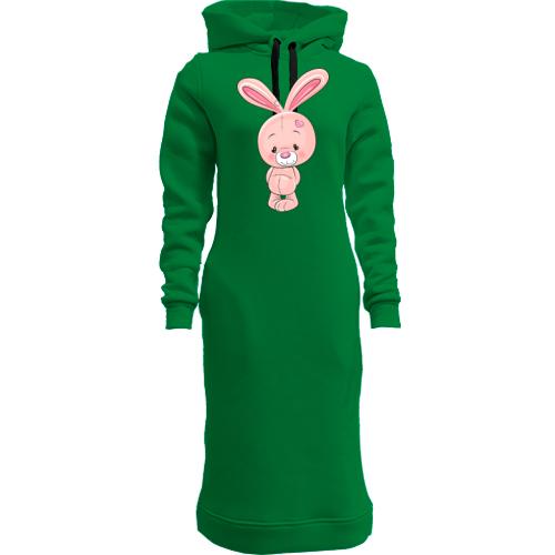 Жіночі толстовки-плаття з сумним рожевим зайцем