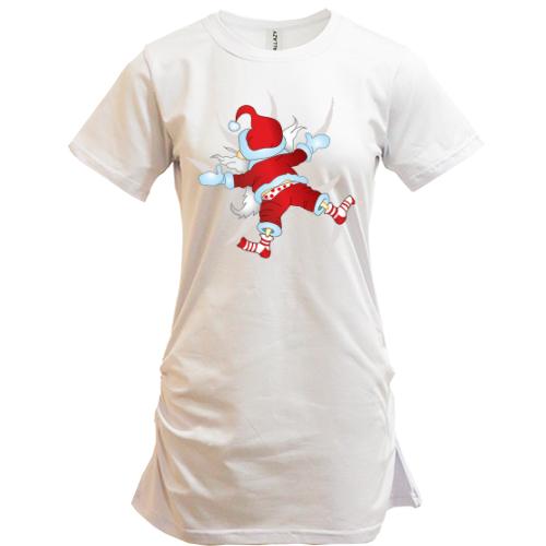 Подовжена футболка з Санта Клаусом