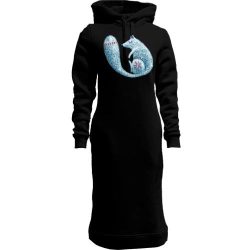 Женская толстовка-платье с шерстяной лисой