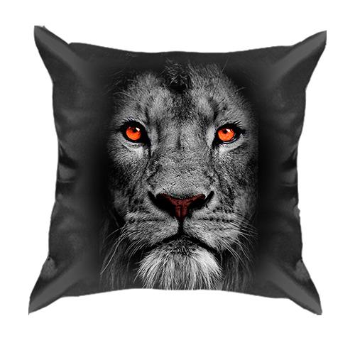 3D подушка с черно-белым львом