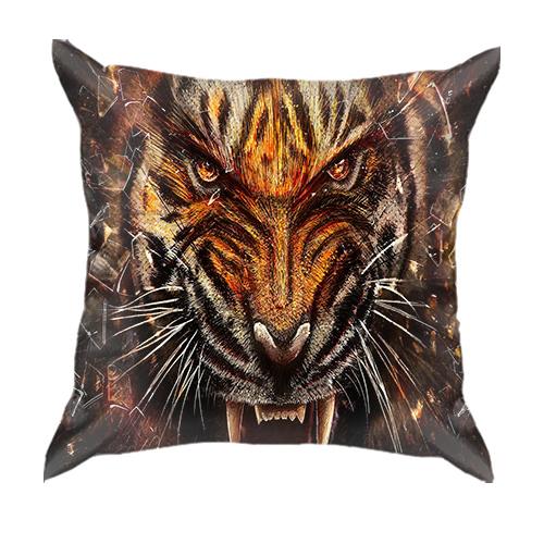 3D подушка с  рычащим тигром