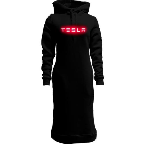 Женская толстовка-платье с лого Tesla (2)