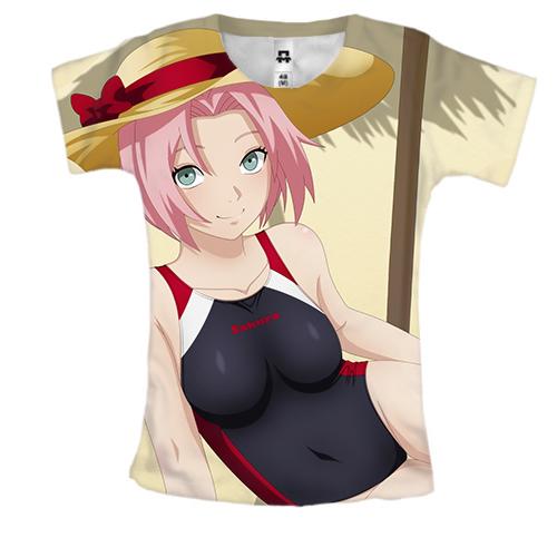 Жіноча 3D футболка Sakura on the beach