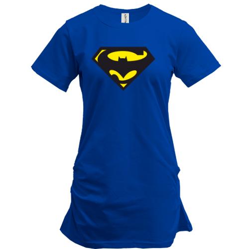 Подовжена футболка бетмо-супермен