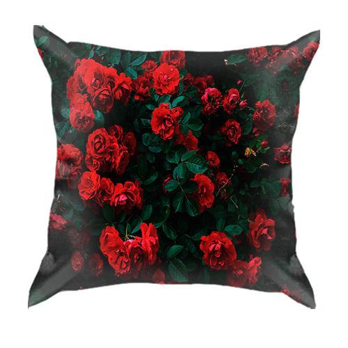 3D подушка с кустом роз