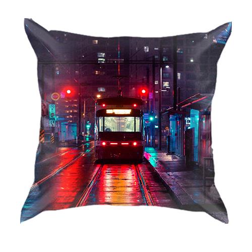 3D подушка с ночным городским пейзажем