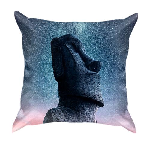 3D подушка со статуей на фоне космоса