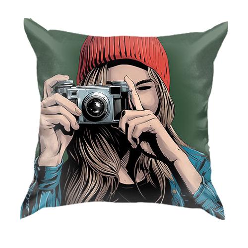 3D подушка с девушкой фотографом