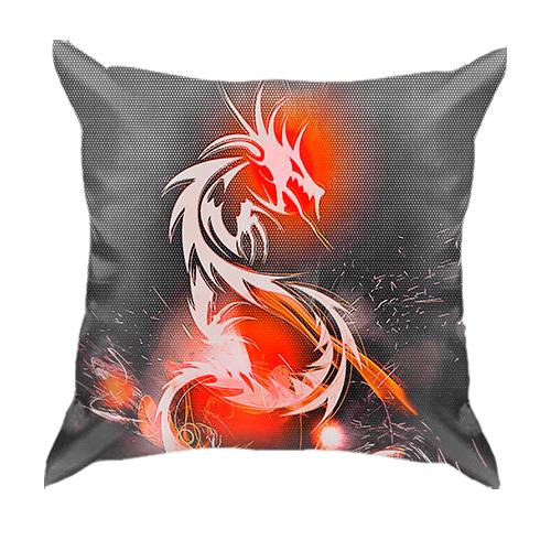 3D подушка з білим драконом