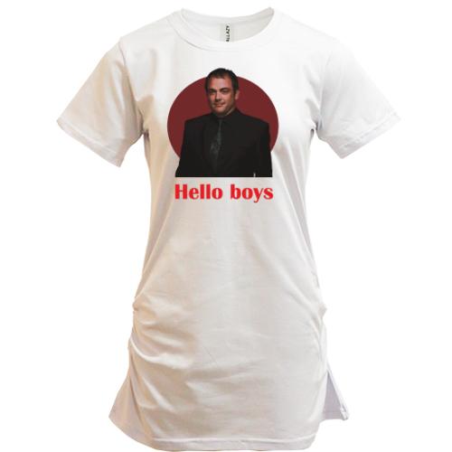 Подовжена футболка з Кроули - hallo boys