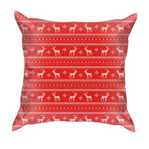 3D подушка з новорічними оленями
