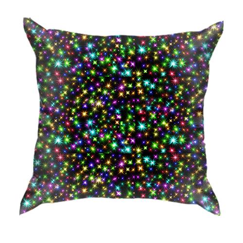 3D подушка с разноцветными лучами света